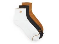 Cushioned Logo Men's Quarter Crew Socks - 3 Pack Tan/Black/White view