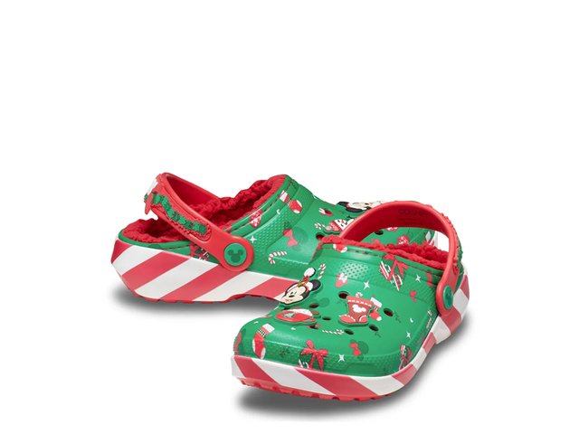 New CROCS Kids Holiday Patterned Cream, Green, Red Clog with Teal Lining Crocs - Brandclub - Crocs Kids Baya Holiday Christmas Plaid  main image 3