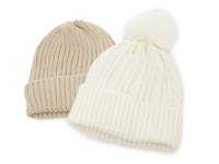 Cable Knit Beanie Set - 2 Pack White/Beige view