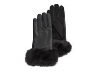 Faux Fur Trim Women's Gloves Black view