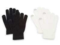 Classic Women's Touch Screen Gloves - 2 Pack White/Black view
