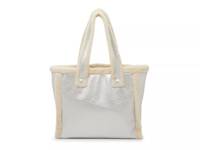 Metallic Fur Trim Tote Silver view