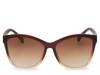 Square Cat-Eye Embossed Sunglasses Brown/Clear Ombre view