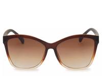 Square Cat-Eye Embossed Sunglasses Brown/Clear Ombre view