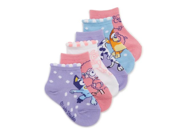 Bluey Scalloped Kids' Ankle Sock - 6 Pack