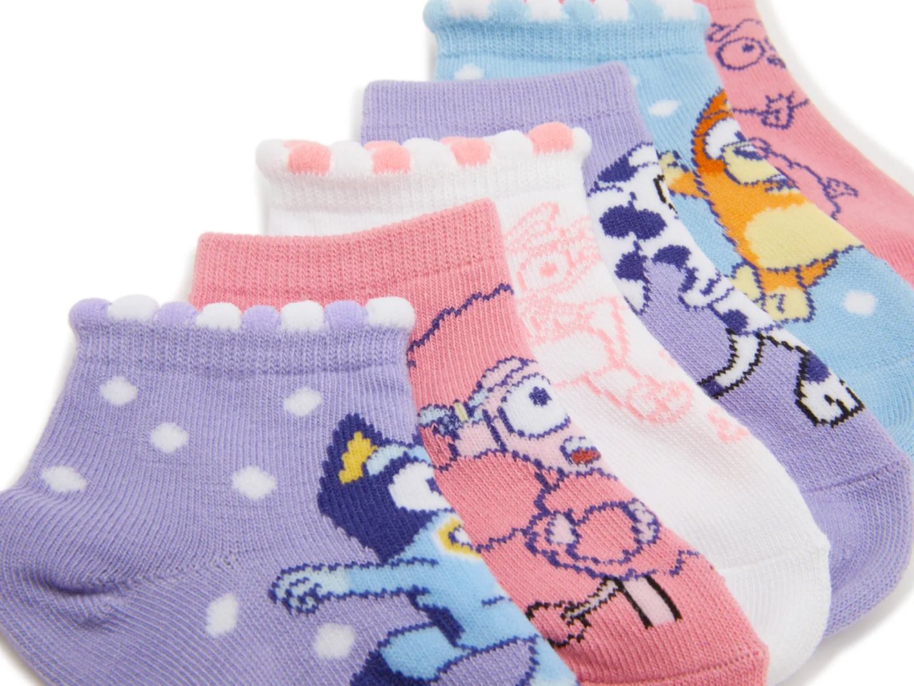 Bluey Scalloped Kids' Ankle Sock - 6 Pack