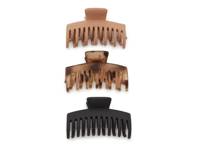 Double Layer Hair Clips - 3 Pack Black/Beige/Spotted view