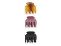 Double Layer Mini Hair Clips - 3 Pack Black/Purple/Tortoise view