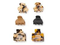 Tonal Mini Claw Hair Clips - 6 Pack Black/Beige/Tortoise view