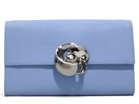 Kira Rose Leather Clutch Blue view