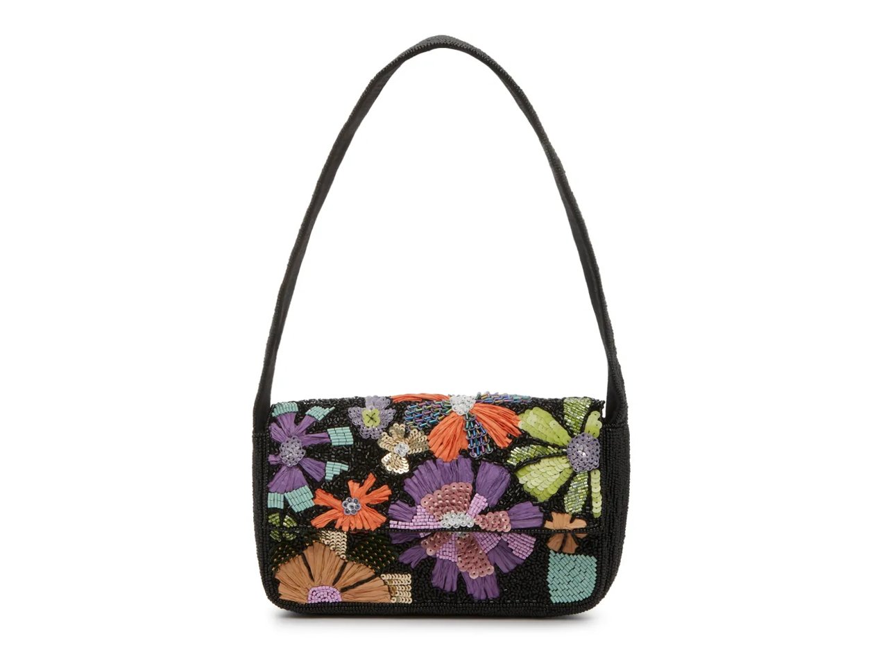 Beaded Floral Shoulder Bag