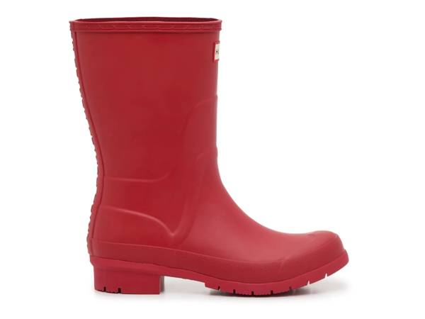 Featuring a red rainboot from HUNTER.