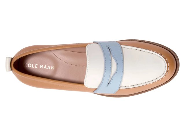 COLE HAAN Vintage Colorblock Leather Penny Loafer in Navy & White Size 9 1/2 D Men main image 4