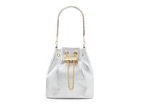 Aurele Leather Bucket Bag Silver Metallic view