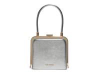 Khloe Leather Clutch Silver Metallic view