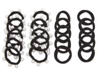 Faux Pearl Hair Tie Set - 20 Pack Black/Pearl White view