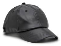 Simple Faux Leather Baseball Cap Black view