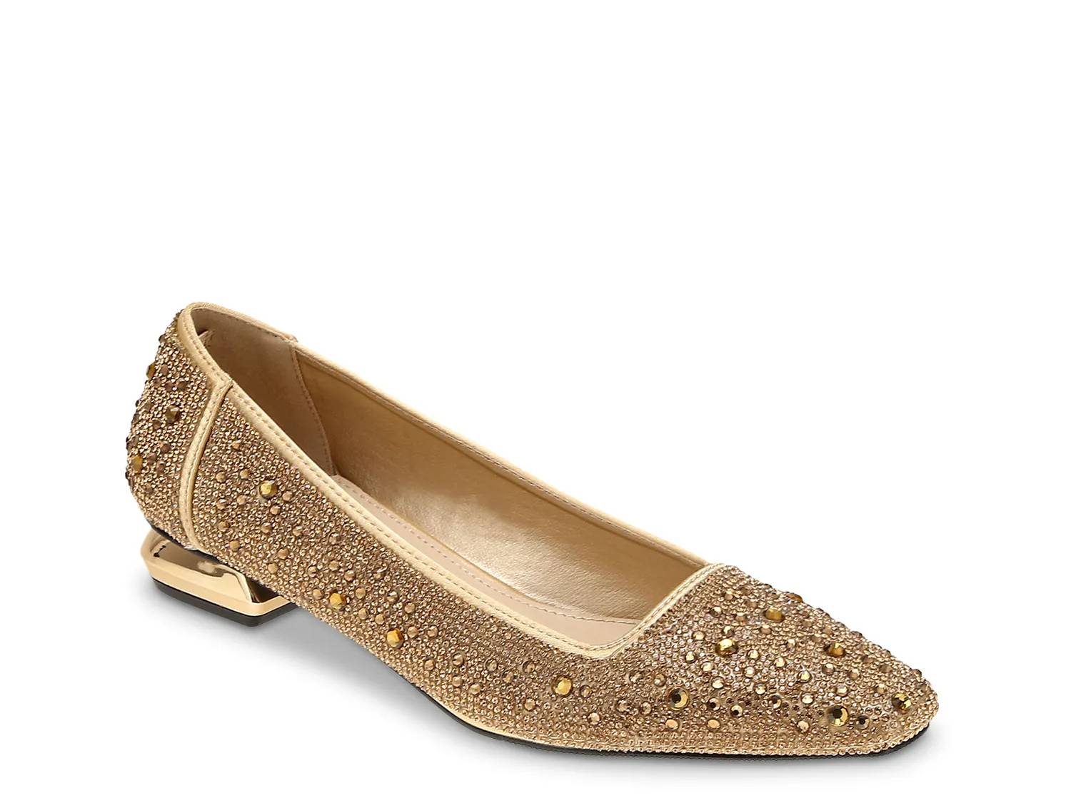 slim fit dress slacks Women's Evonna Woven Leather Mary Jane Ballet Flat - Gold Leather