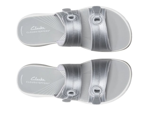clarks silver dress sandals CLARKS WOMENS STRAP SANDAL - SILVER METALLIC | Paul Byron Shoes
