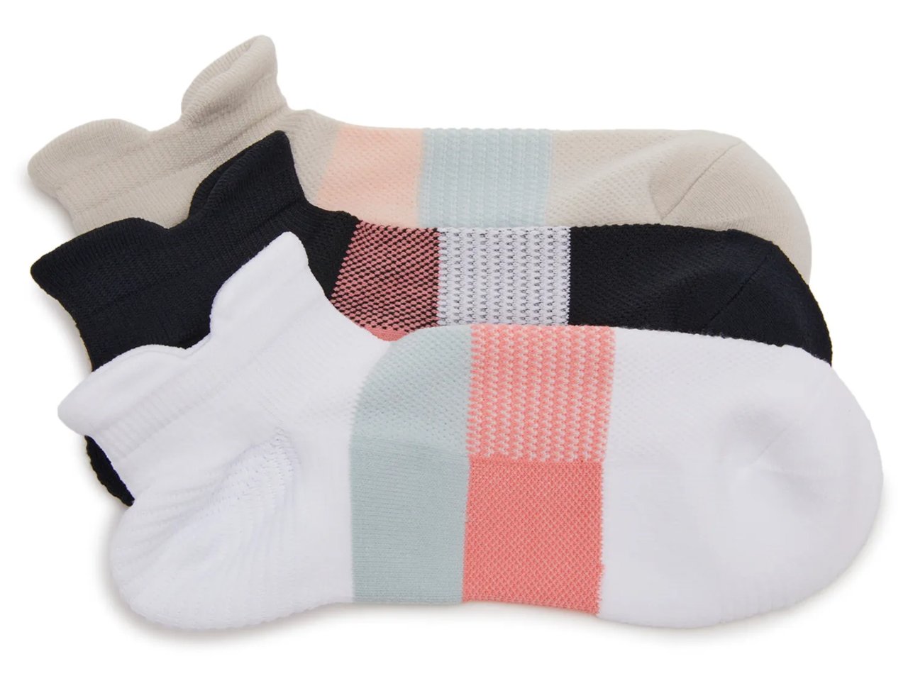 Cush Double Tab Women's No Show Socks - 3 Pack