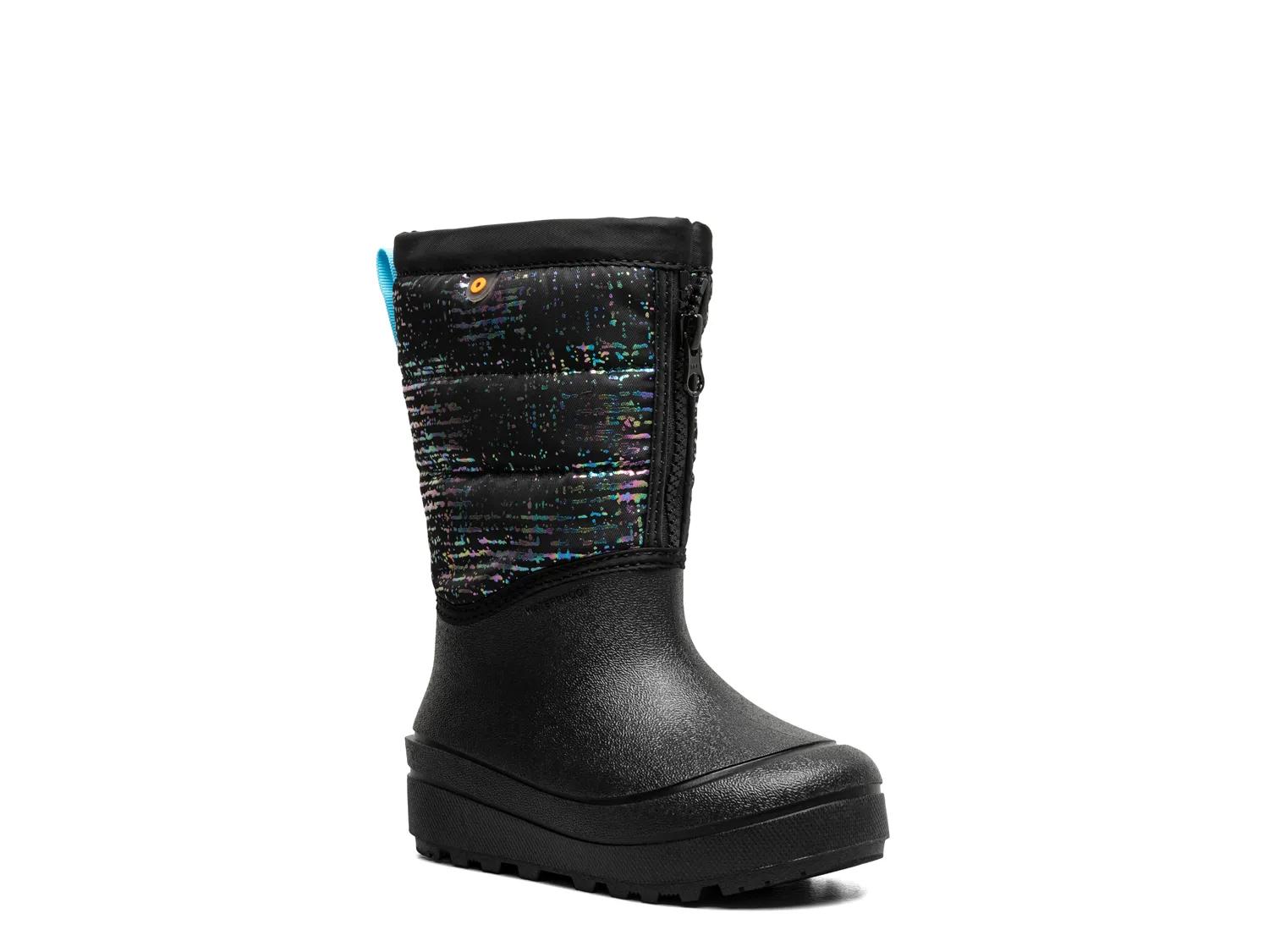 Bogs Snow Shell Zip Snow Boot Kids' In Black Metallic Stripe Print