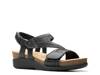  Calenne Carmen Wedge Sandal Black Leather view