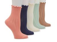 Mesh Lettuce Trim Women's Ankle Socks - 5 Pack Multicolor view
