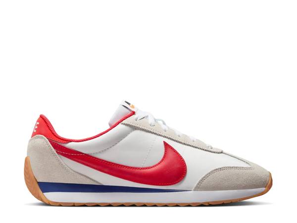 Featuring a red, white, and blue Nike sneaker.