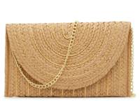 Lurex Straw Clutch Tan view