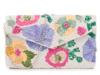 Beaded Flap Clutch Multicolor Floral Print view