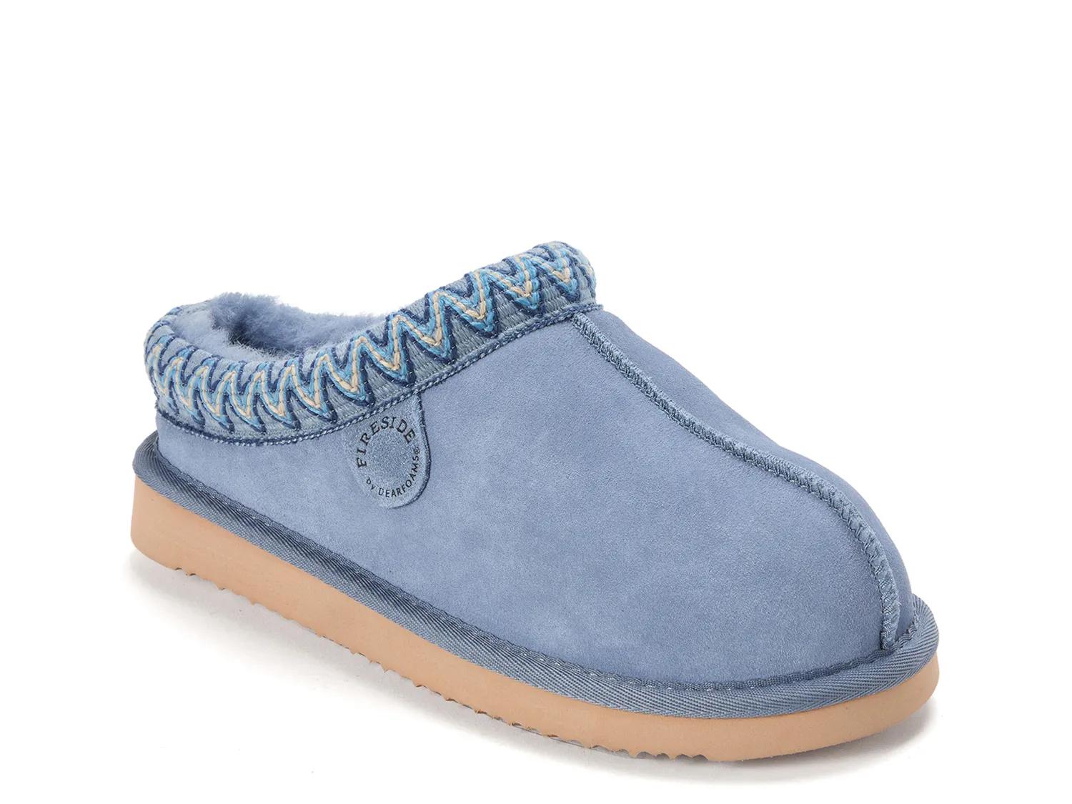 Fireside By Dearfoams Greta Stitched Clog Slipper In Blue