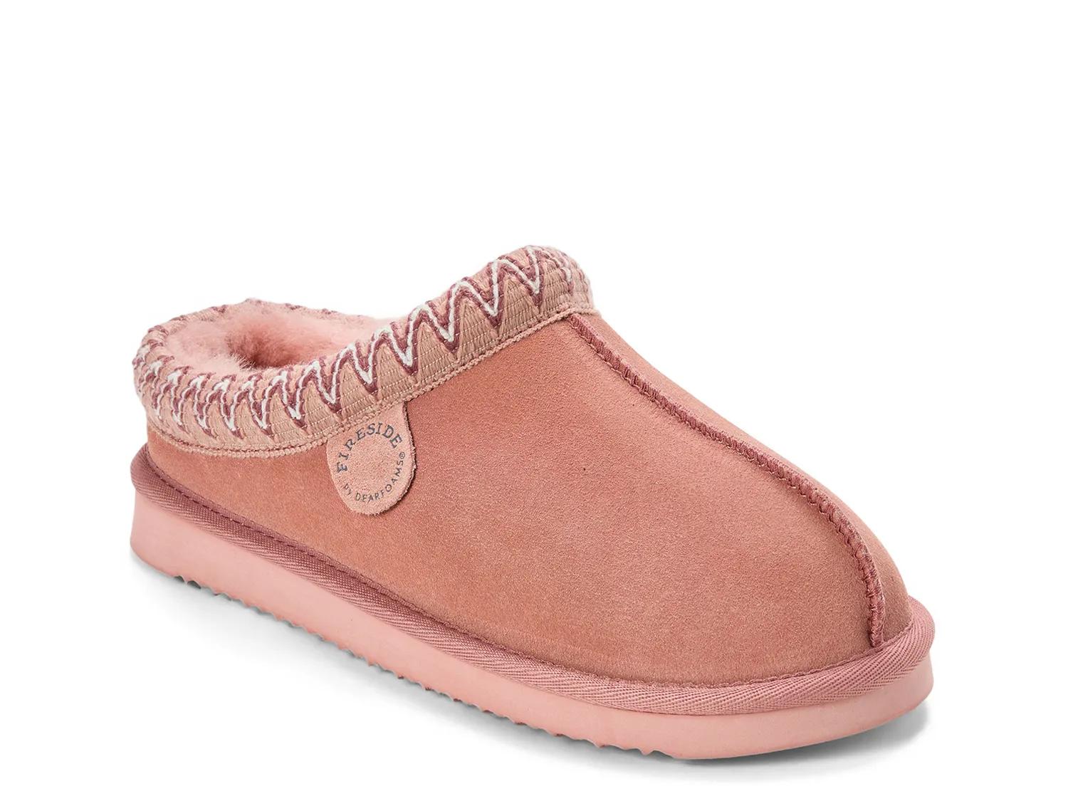 Fireside By Dearfoams Greta Stitched Clog Slipper In Pink