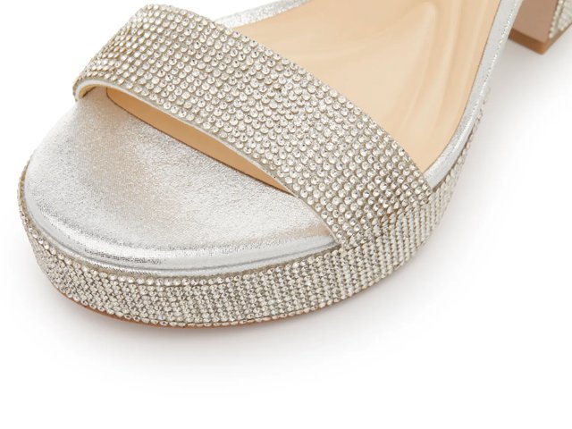 Jessica Simpson Dosia - Sandali da donna in ecopelle con plateau, Argento, 41 EU