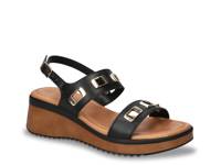 Vic Wedge Sandal Black Leather view