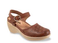 Mabelle Perf Clog Brown Leather Floral Perforations view