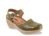 Mabelle Perf Clog Olive Green Leather Floral Perforations view