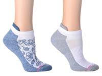 Floral & Solid Women's No Show Socks - 2 Pack Blue/White view