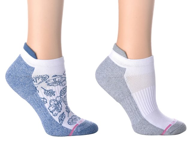 Floral & Solid Women's No Show Socks - 2 Pack