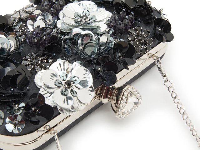 Chic Black Floral Clutch with Detachable Chains & Matching Earrings for Events il_fullxfull.6269940915_4u13.jpg main image 4