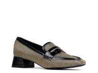 Tristina Penny Loafer Black/Beige Raffia view