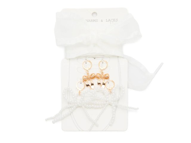 Bow Mesh Shoe Charms & Laces - 6 Pack