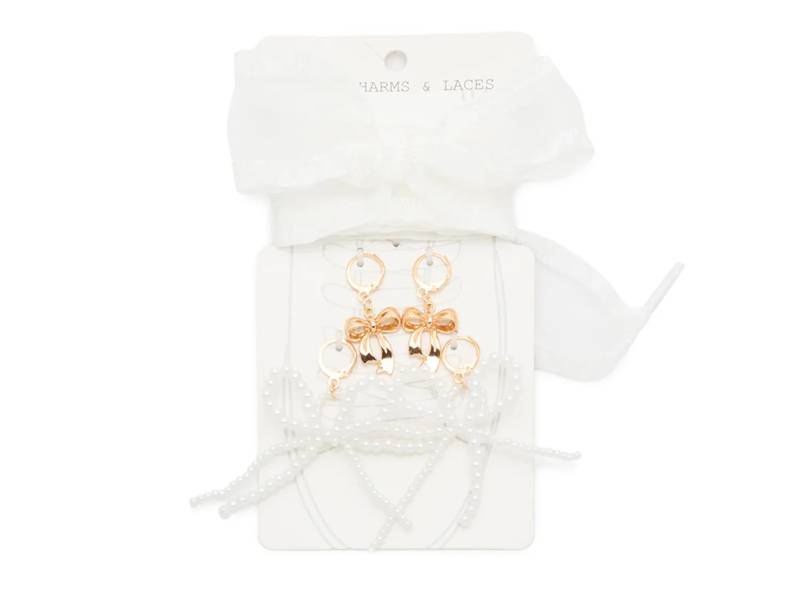 Bow Mesh Shoe Charms & Laces - 6 Pack