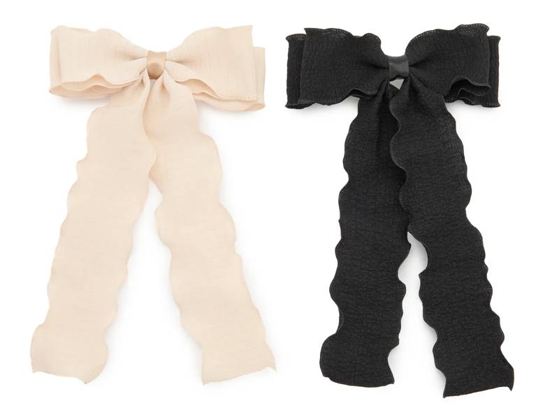 Ivory & Black Medium Bow Hair Clip - 2 Pack
