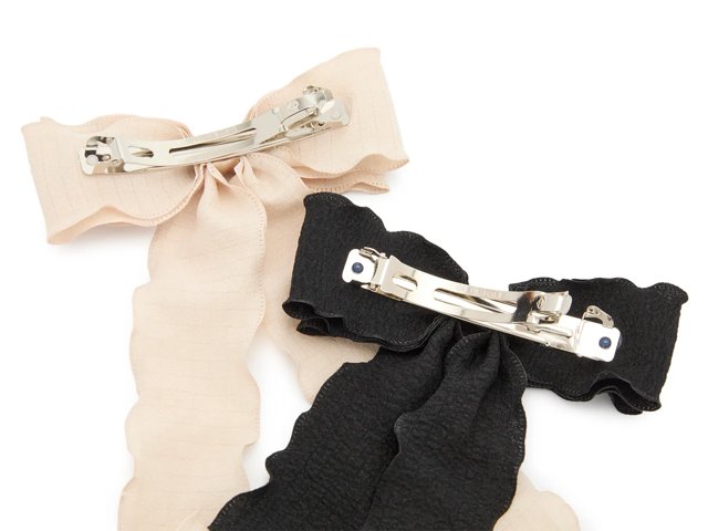 Ivory & Black Medium Bow Hair Clip - 2 Pack