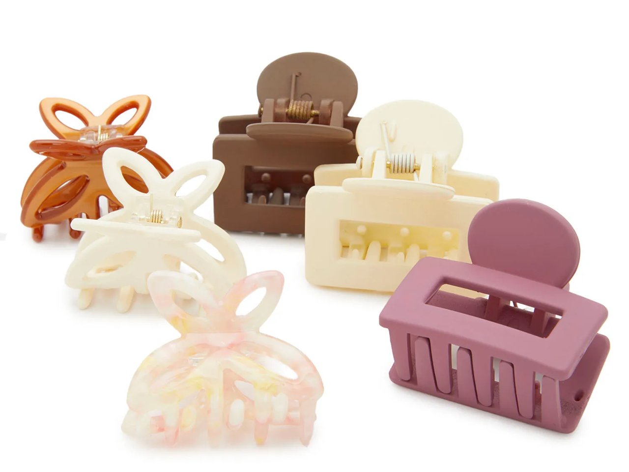 Butterfly & Square Claw Hair Clip Set - 6 Pack