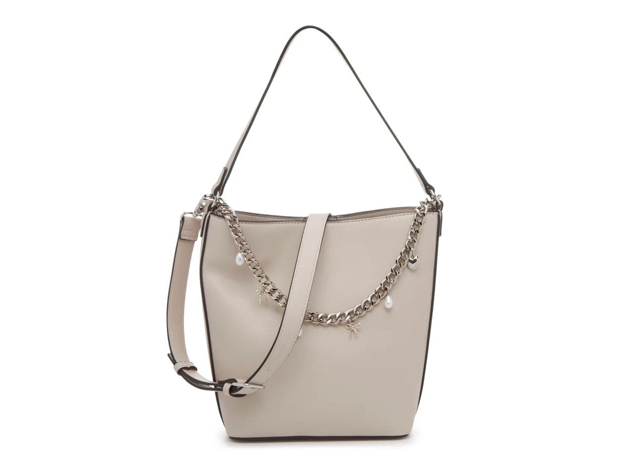 Draped Charm Bucket Bag