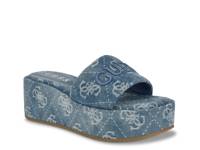 Bintai Wedge Sandal Blue Denim Fabric view