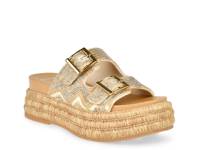 Wixie Wedge Sandal Off White/Beige/Gold Metallic Geometric Print view