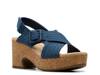 Nerisa West Wedge Sandal Navy Nubuck view