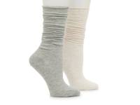 Ribbed Slouch Women's Crew Socks - 2 Pack Grey/Cream view